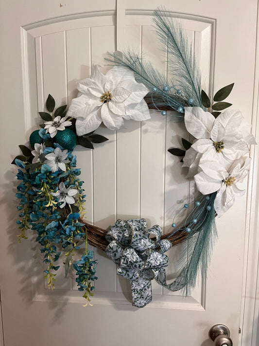 Blue and White Christmas wreath